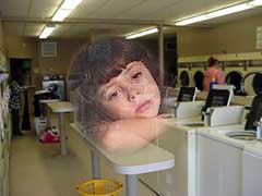 Girl at Laundromat